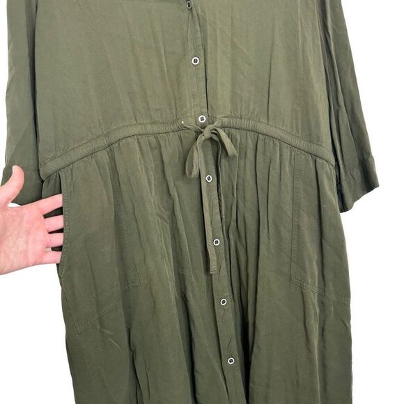 Old Navy Womens XXL Green Shirt Dress Button Front Pockets Casual Minimalist - Picture 5 of 11